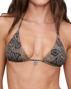 Womens Baddie Triangle Bikini Snakebite Regular Bikini - Brown