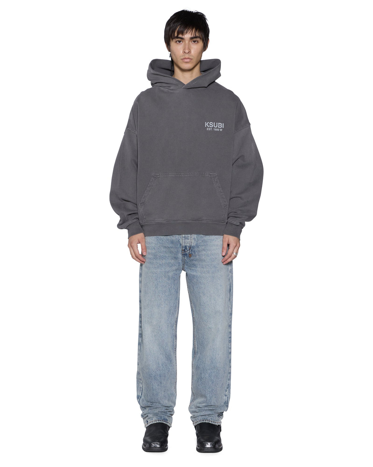 Mens State Ekcess Hoodie Black Fade Oversized Fleece - Black