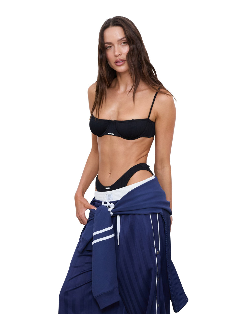 Womens Off-duty Bikini Black Rib Regular Bikini - Black