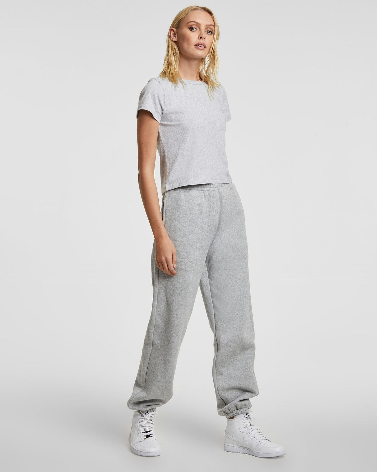 Womens 3 X 4 Mini Ss Tee Grey Marle Fitted Tees - Grey