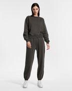 Womens 3 X 4 Klassic Crew Charcoal Regular Fleece - Grey