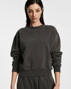 Womens 3 X 4 Klassic Crew Charcoal Regular Fleece - Grey