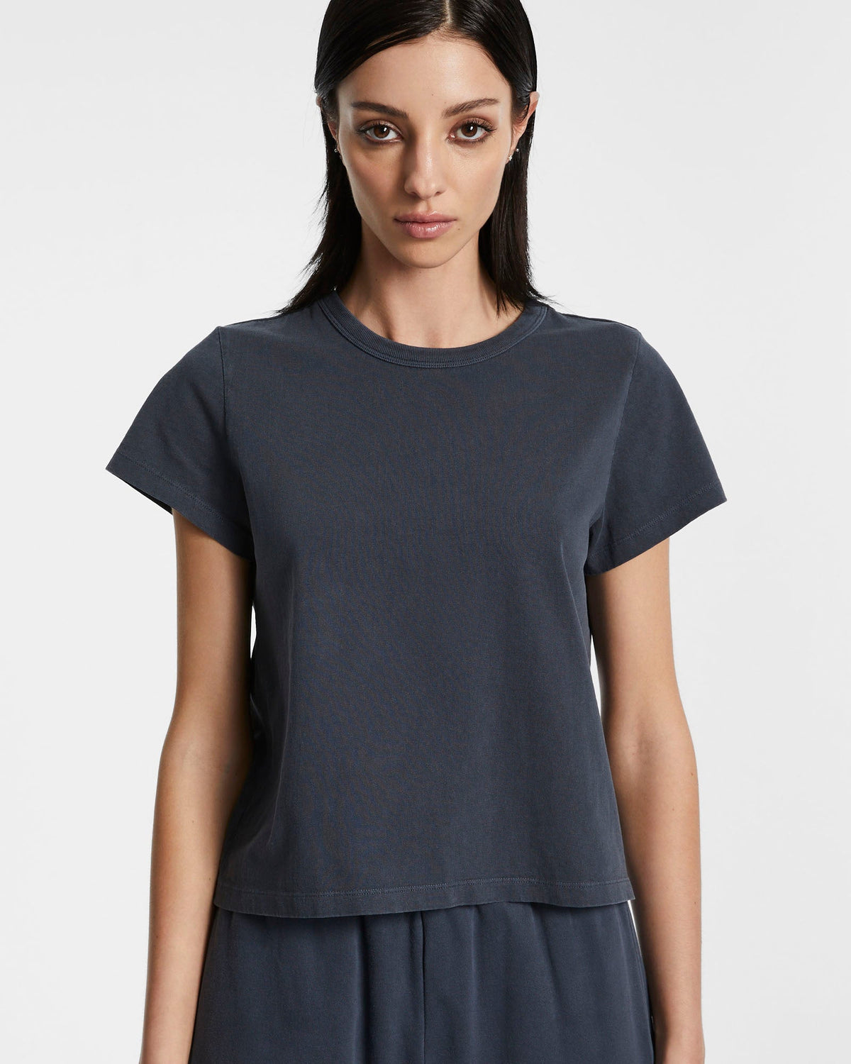Womens 3 X 4 Mini Ss Tee Navy Fitted Tees - Blue