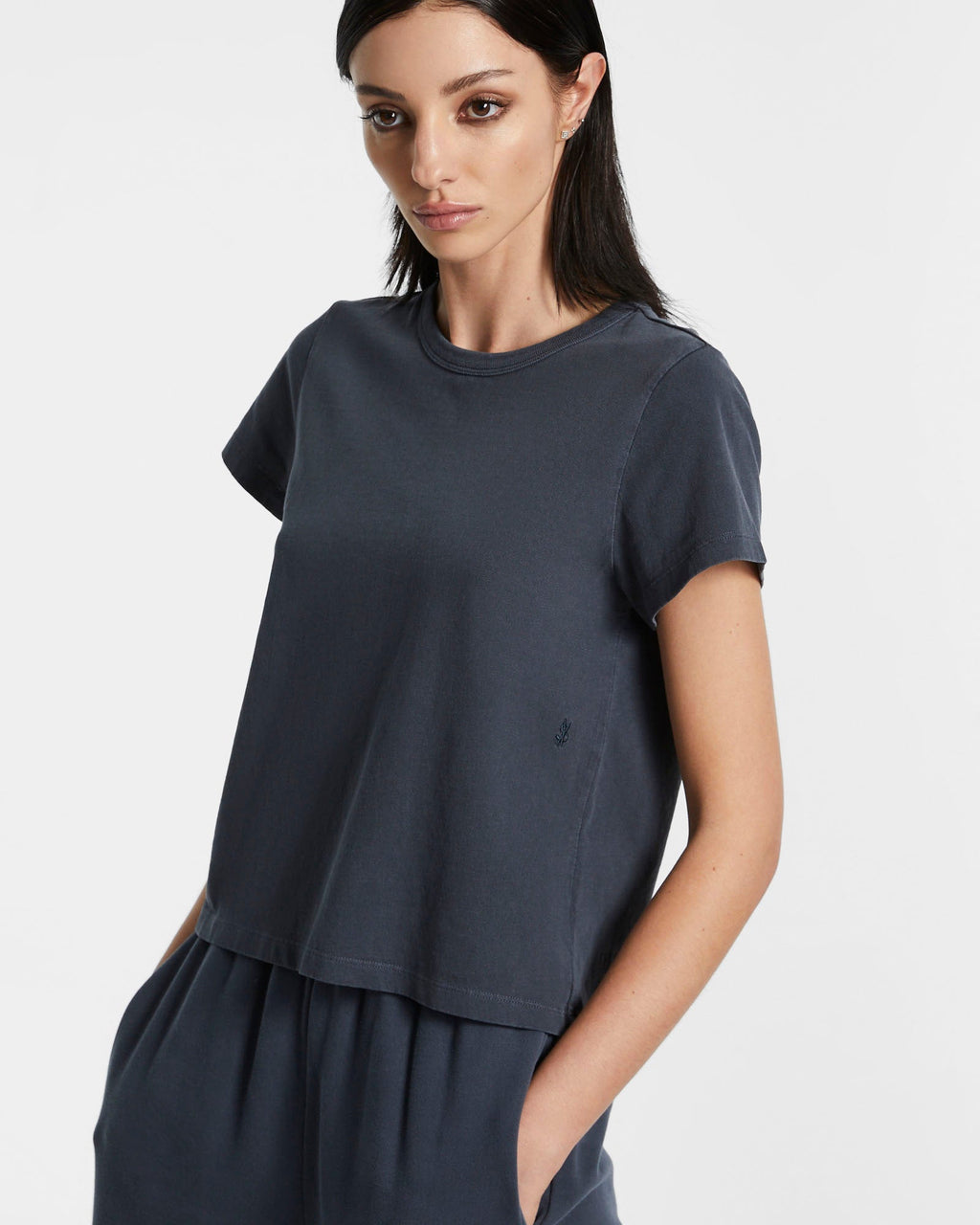 Womens 3 X 4 Mini Ss Tee Navy Fitted Tees - Blue