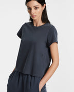 Womens 3 X 4 Mini Ss Tee Navy Fitted Tees - Blue