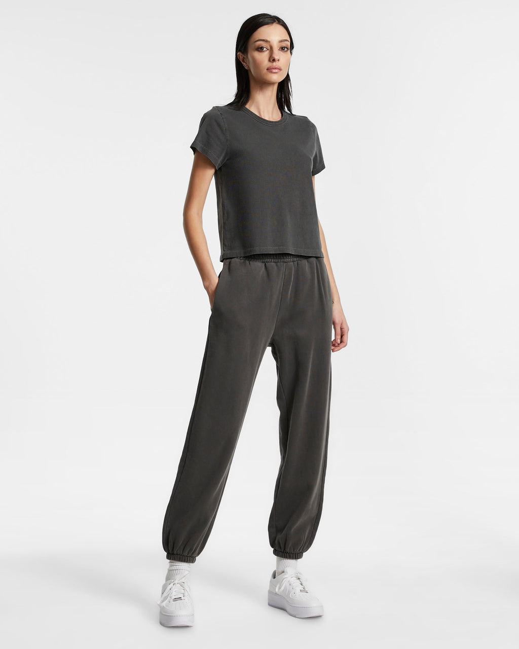 Womens 3 X 4 Mini Ss Tee Charcoal Fitted Tees - Grey