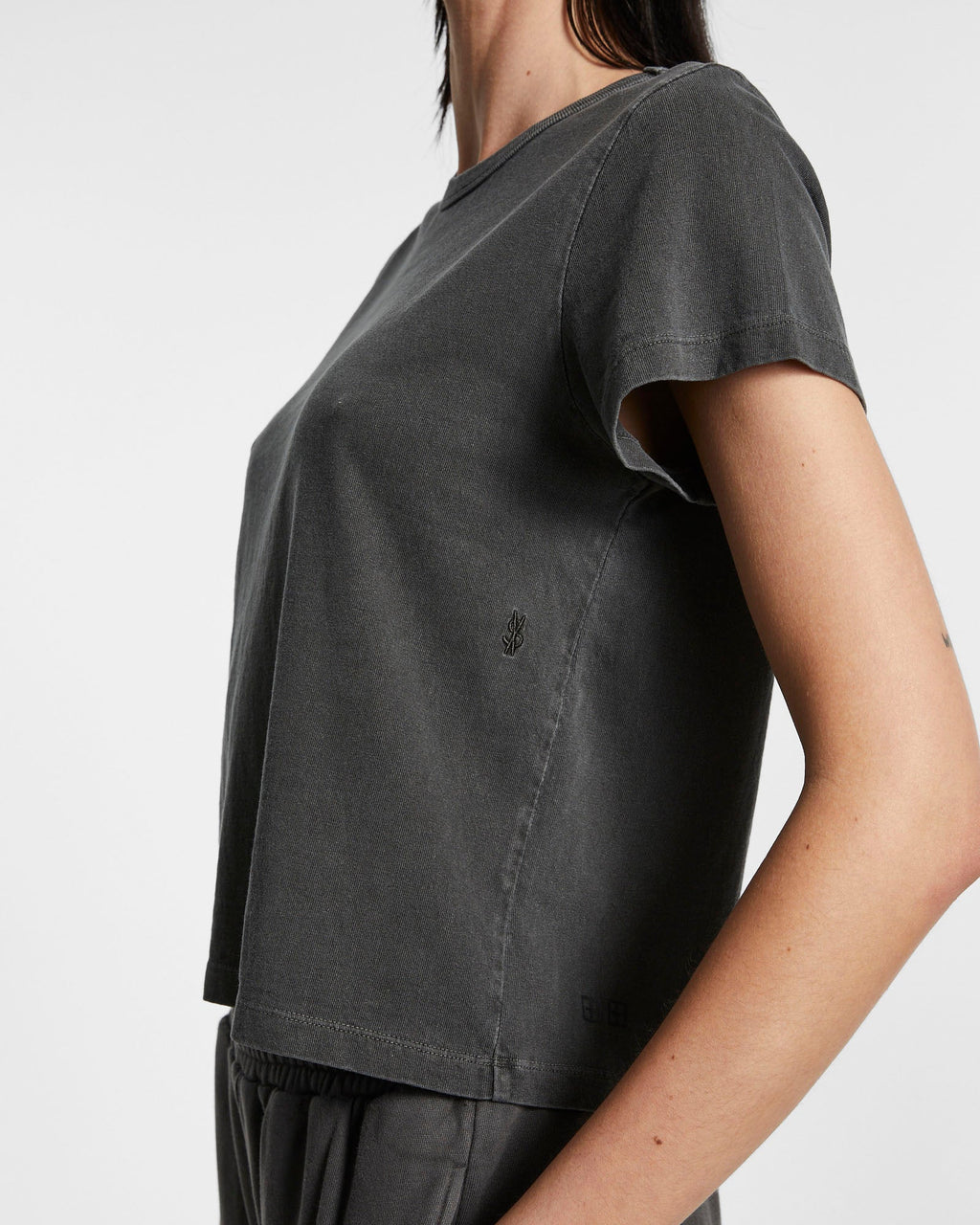 Womens 3 X 4 Mini Ss Tee Charcoal Fitted Tees - Grey