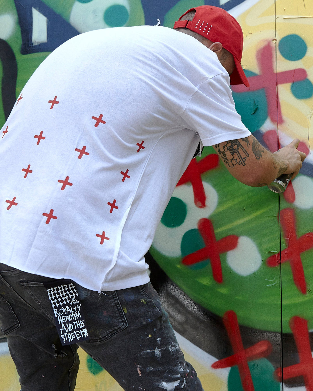 Mens 4x4 Biggie Ss Tee White/red Oversized Tees - White