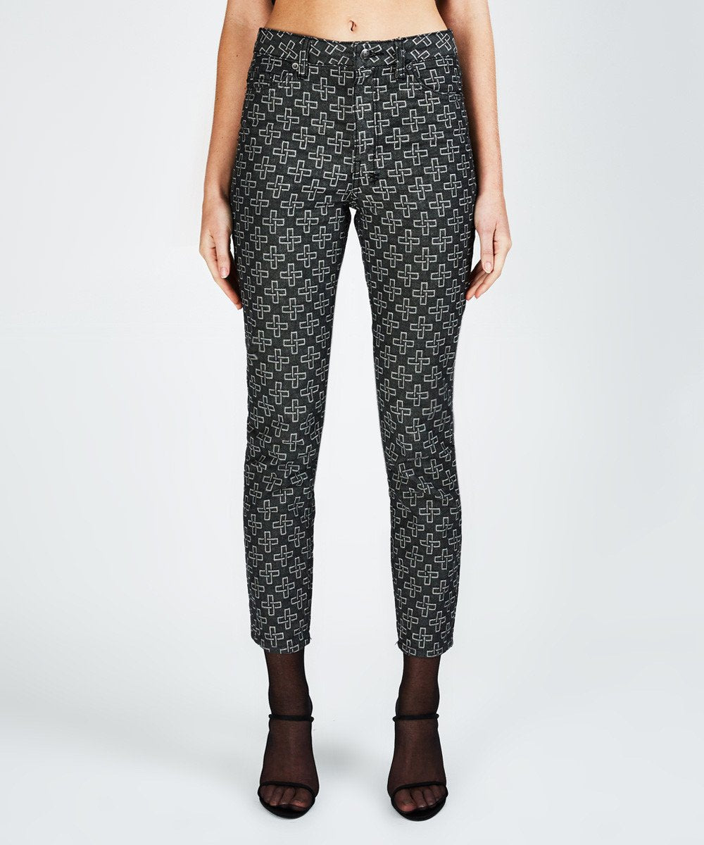Womens Slim Pin Black Monogram Slim Denim Jeans - Black