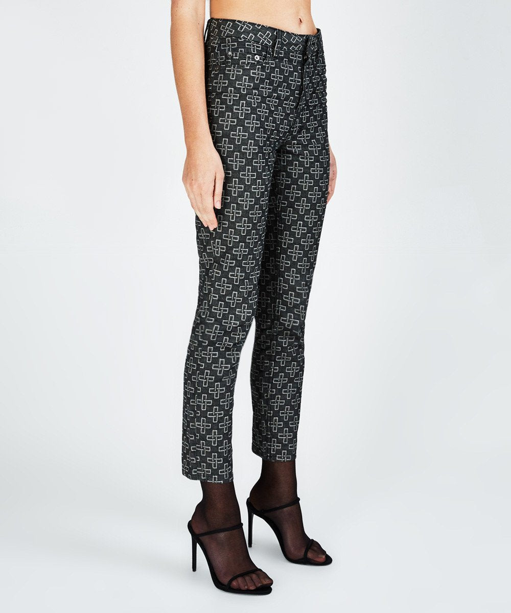 Womens Slim Pin Black Monogram Slim Denim Jeans - Black