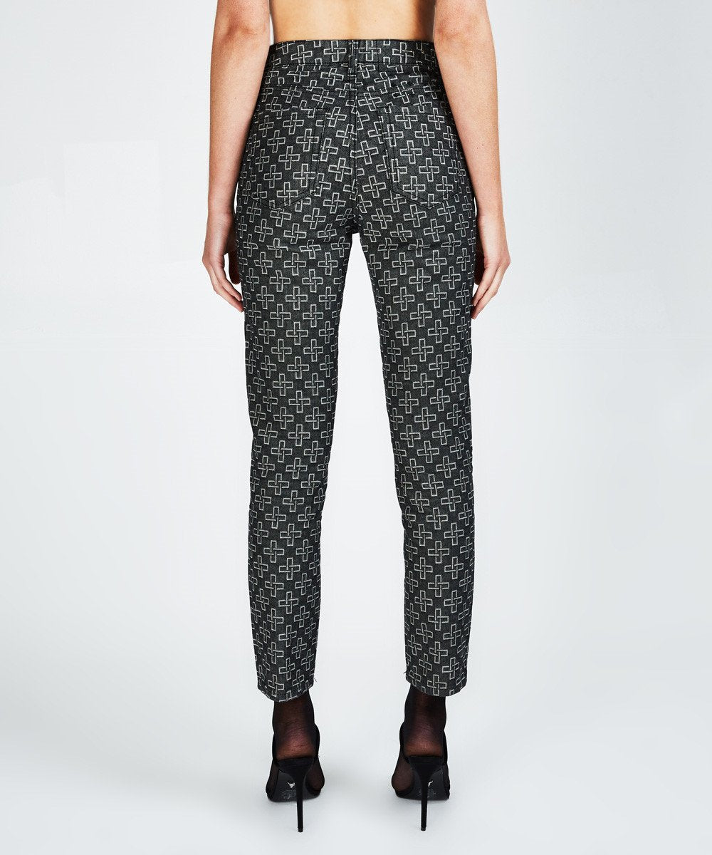 Womens Slim Pin Black Monogram Slim Denim Jeans - Black