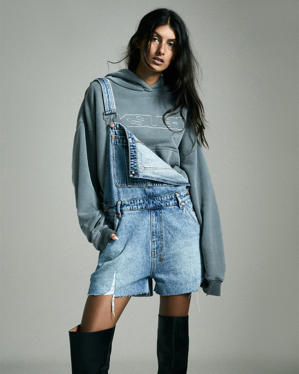 Womens Easy Cutoff Overall Lifetime Dragged Regular Jumpsuits - Denim