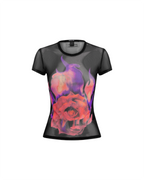 Womens Ablaze Mesh Ss Tee Black Fitted Fashion Tops - Black