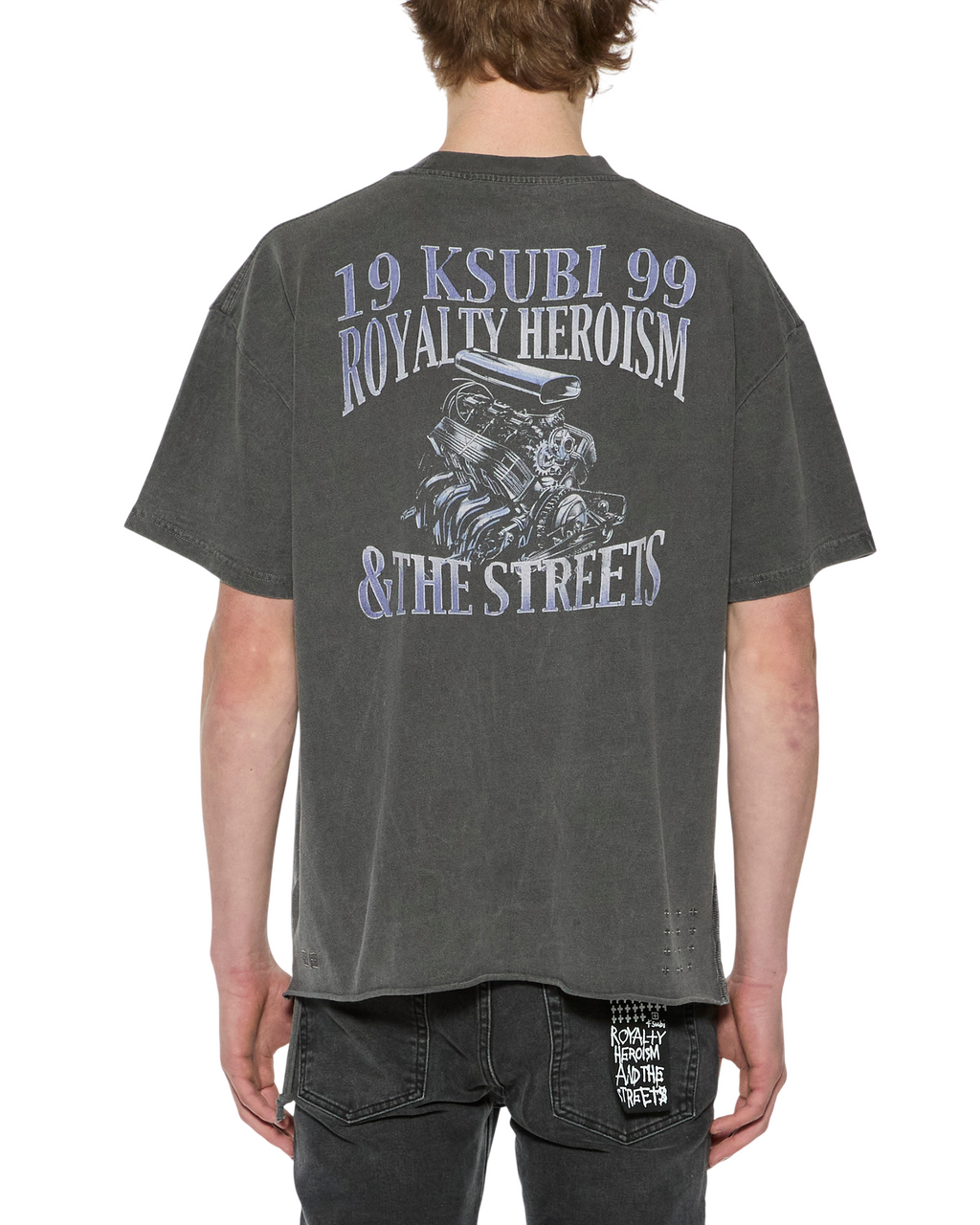 Mens Engine Ekcess Ss Tee Charcoal Oversized Tees - Grey