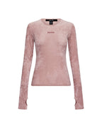 Womens Baby Girl Mesh Ls Top Cameo Pink Slim Fashion Tops - Pink