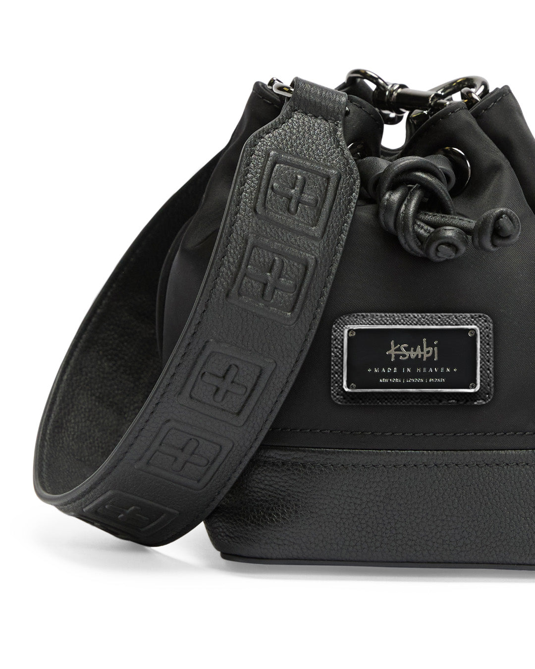 Box Cross Bucket Bag Nylon/leather Black Bags - Black