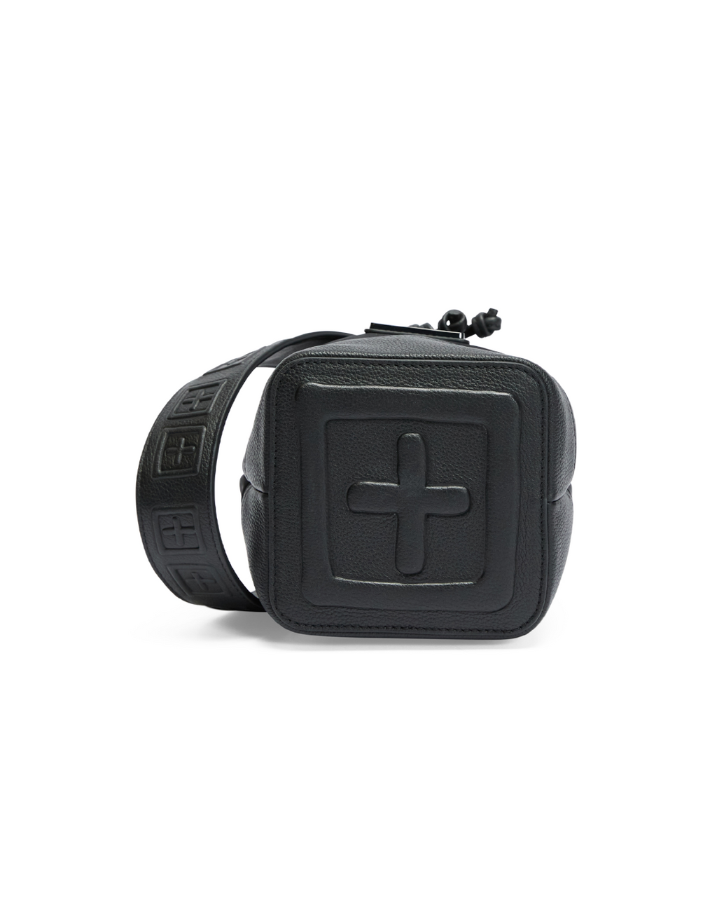 Box Cross Bucket Bag Nylon/leather Black Bags - Black