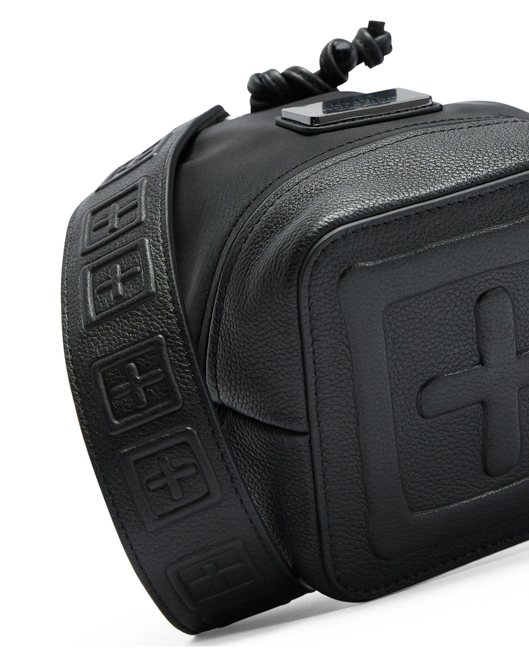 Box Cross Bucket Bag Nylon/leather Black Bags - Black