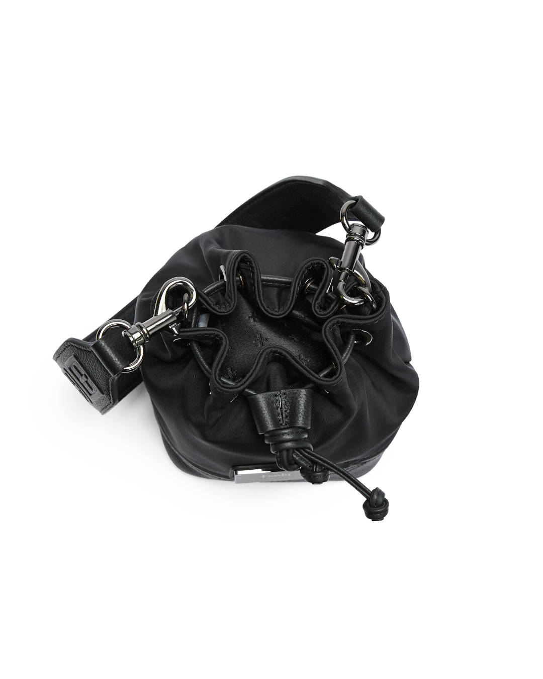 Box Cross Bucket Bag Nylon/leather Black Bags - Black