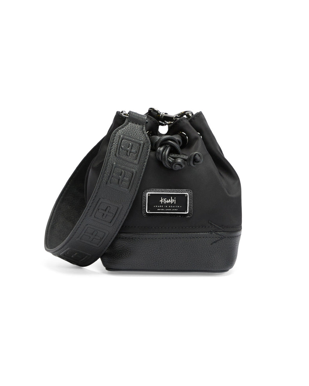 Box Cross Bucket Bag Nylon/leather Black Bags - Black