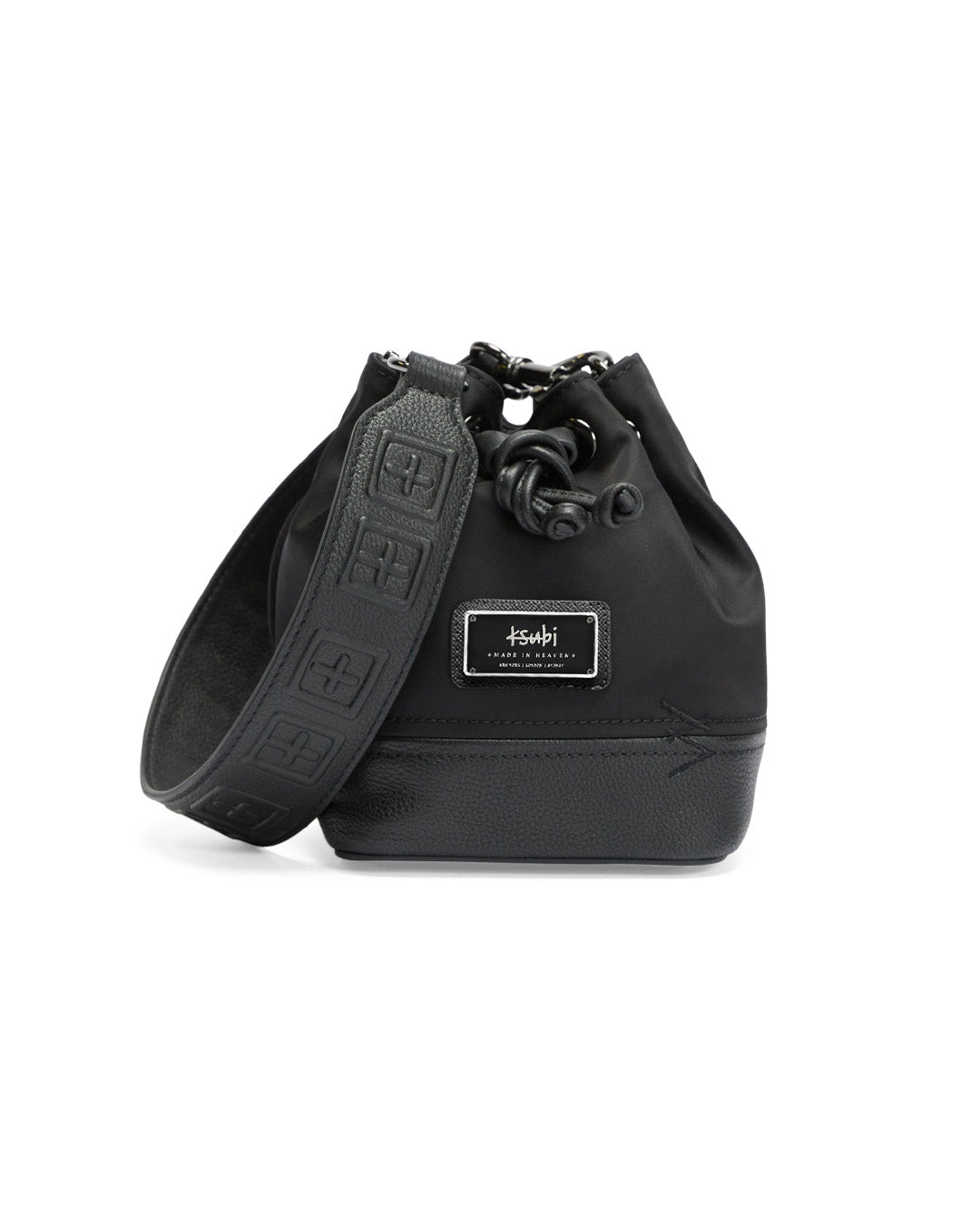 Box Cross Bucket Bag Nylon/leather Black Bags - Black