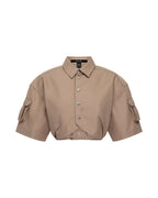 Womens Barker Crop Ss Shirt Tan Cropped Shirts - Tan