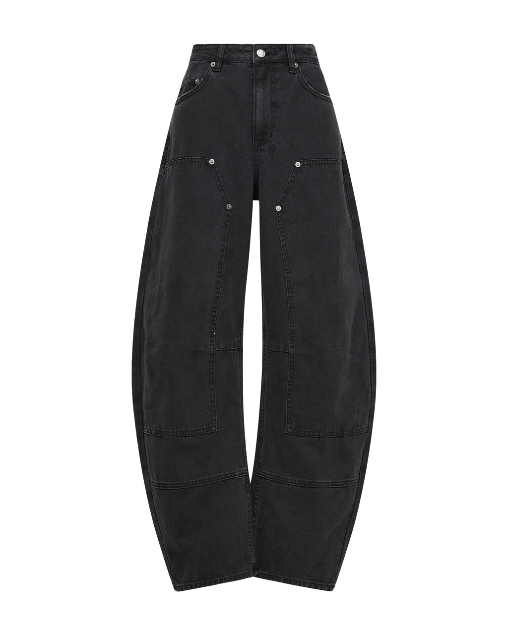 Womens Barrel Jean Carpenter Black Barrel Leg Denim Jeans - Black