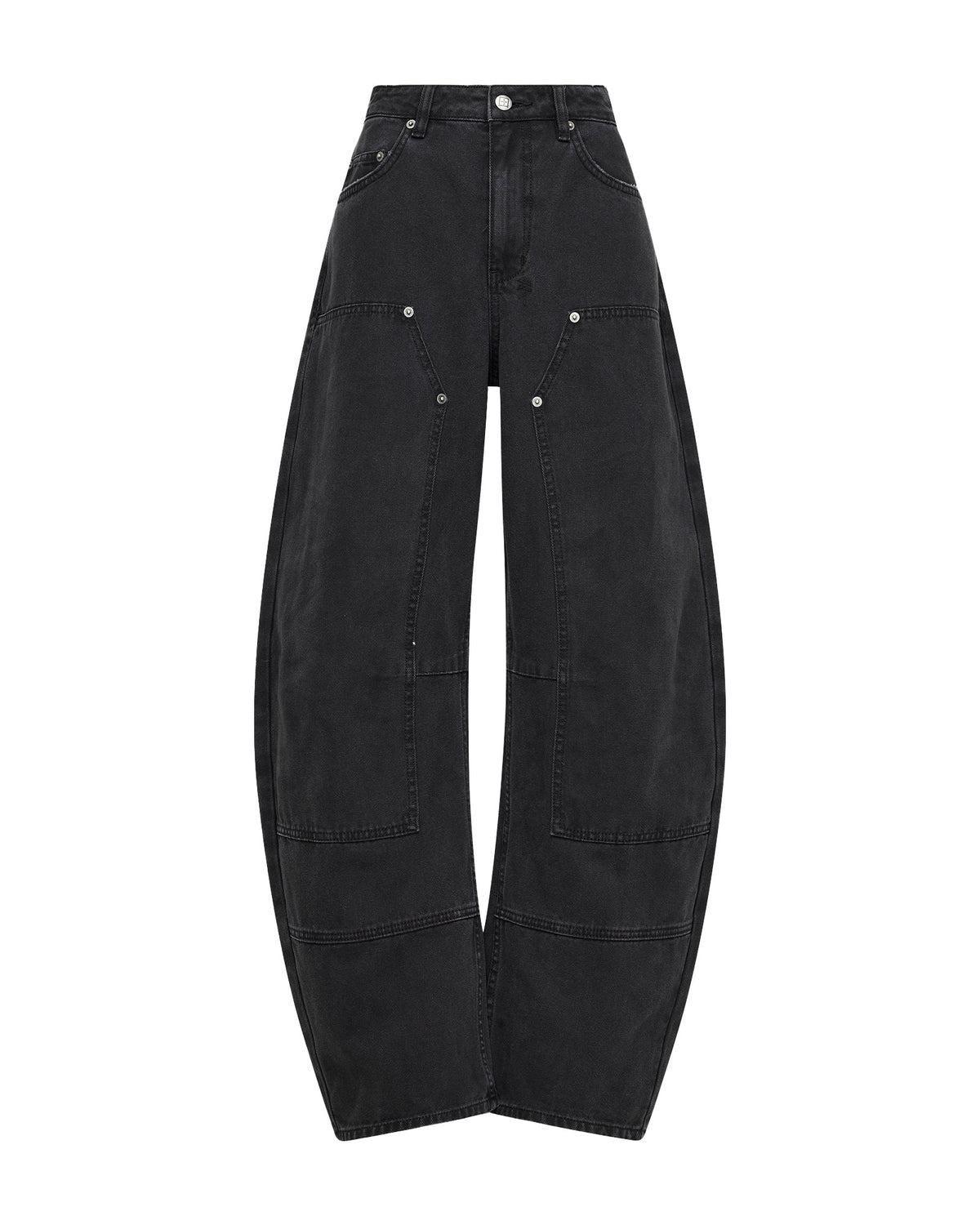 Womens Barrel Jean Carpenter Black Barrel Leg Denim Jeans - Black