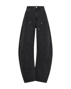 Womens Barrel Jean Carpenter Black Barrel Leg Denim Jeans - Black
