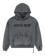 Mens Blasted Ekcess Hoodie Rhino Oversized Fleece - Black