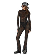 Womens Flare Pant Black Lace Bootcut Pants - Black