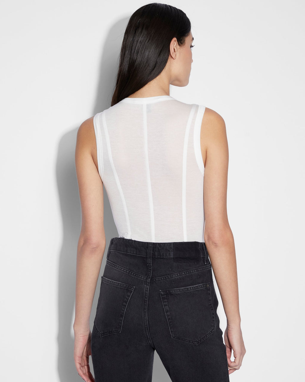 Womens Restrict Corset Bodysuit Ecru Fitted Fashion Tops - White