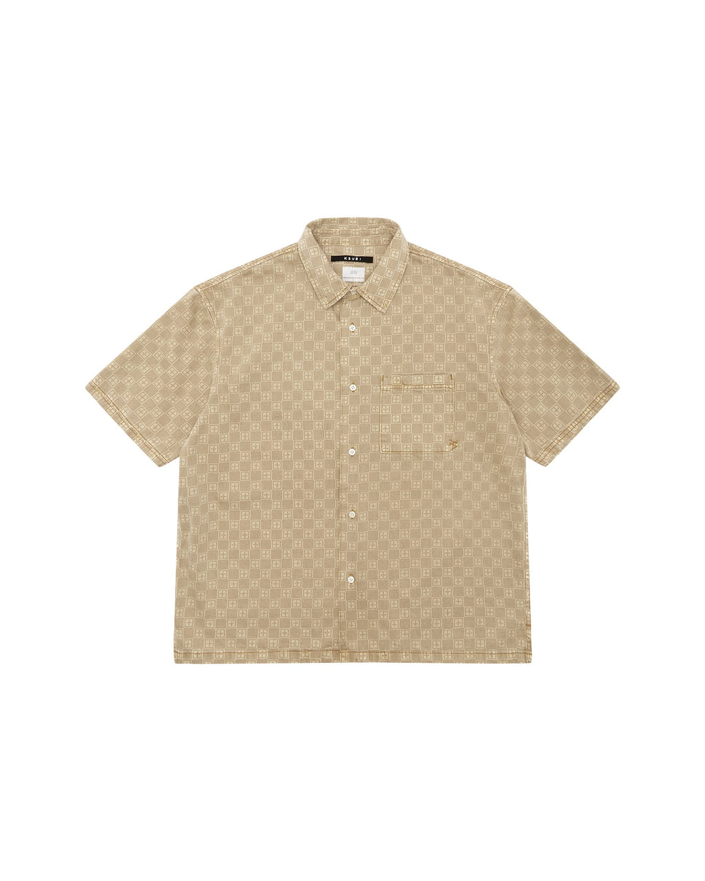 Mens Box Denim Ss Shirt Tan Oversized Shirts - Tan