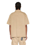 Mens Box Denim Ss Shirt Tan Oversized Shirts - Tan