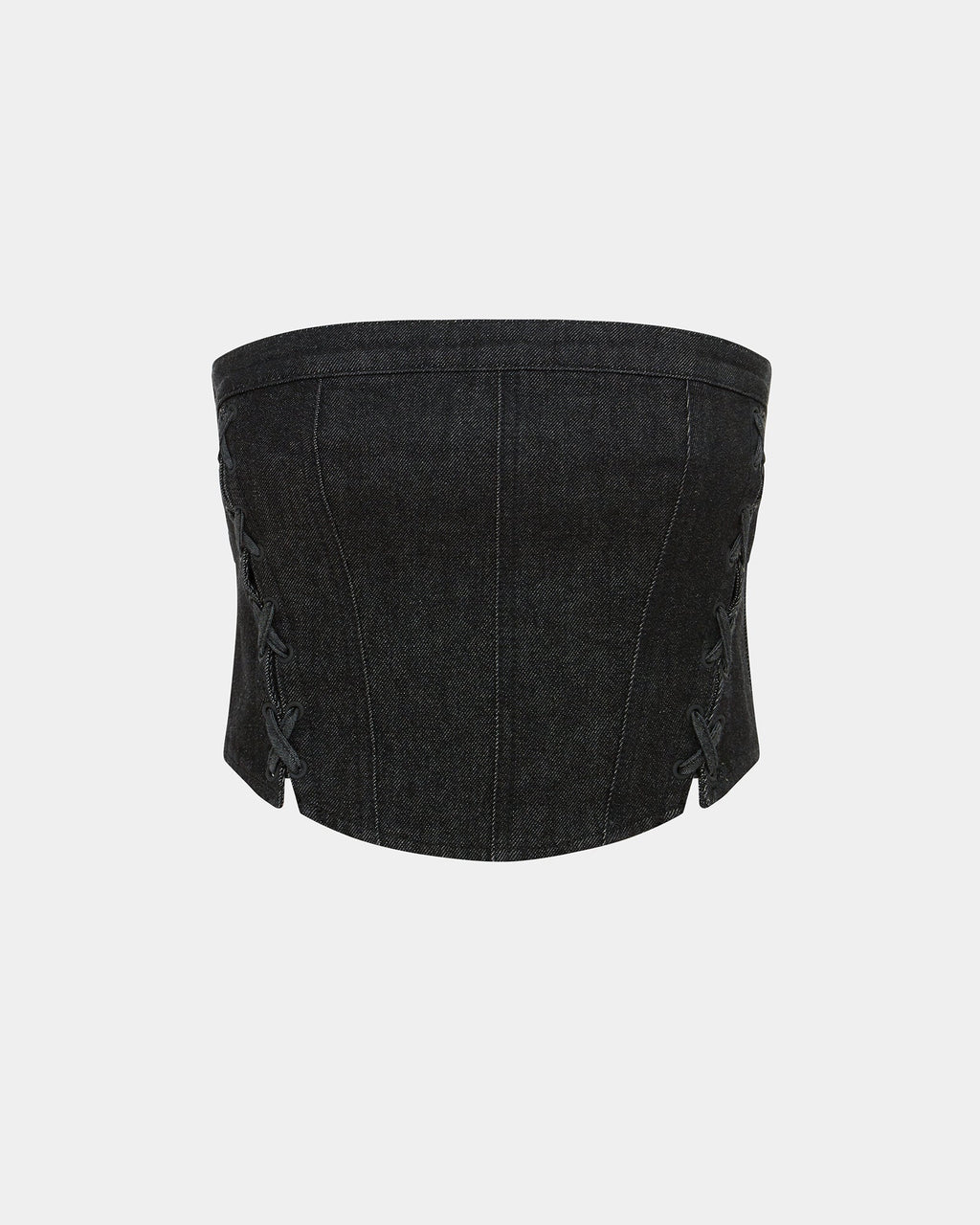 Womens Bustier Ebony Laced Fitted Fashion Tops - Black