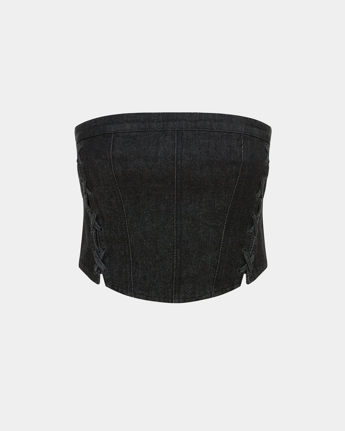 Womens Bustier Ebony Laced Fitted Fashion Tops - Black