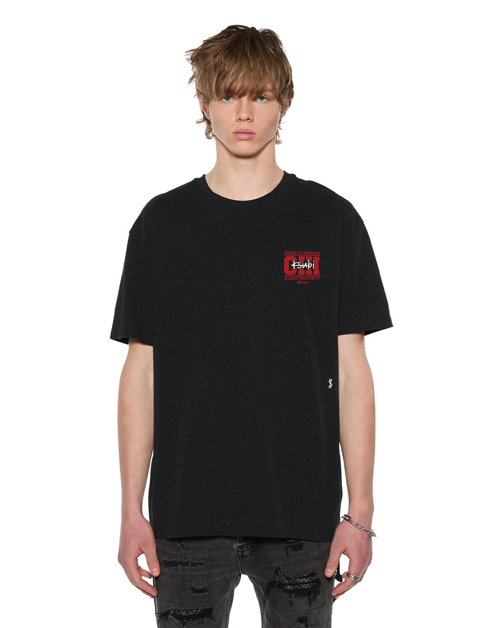 Mens Chicago And The Streets Ss Biggie Tee Black Oversized Tees - Black
