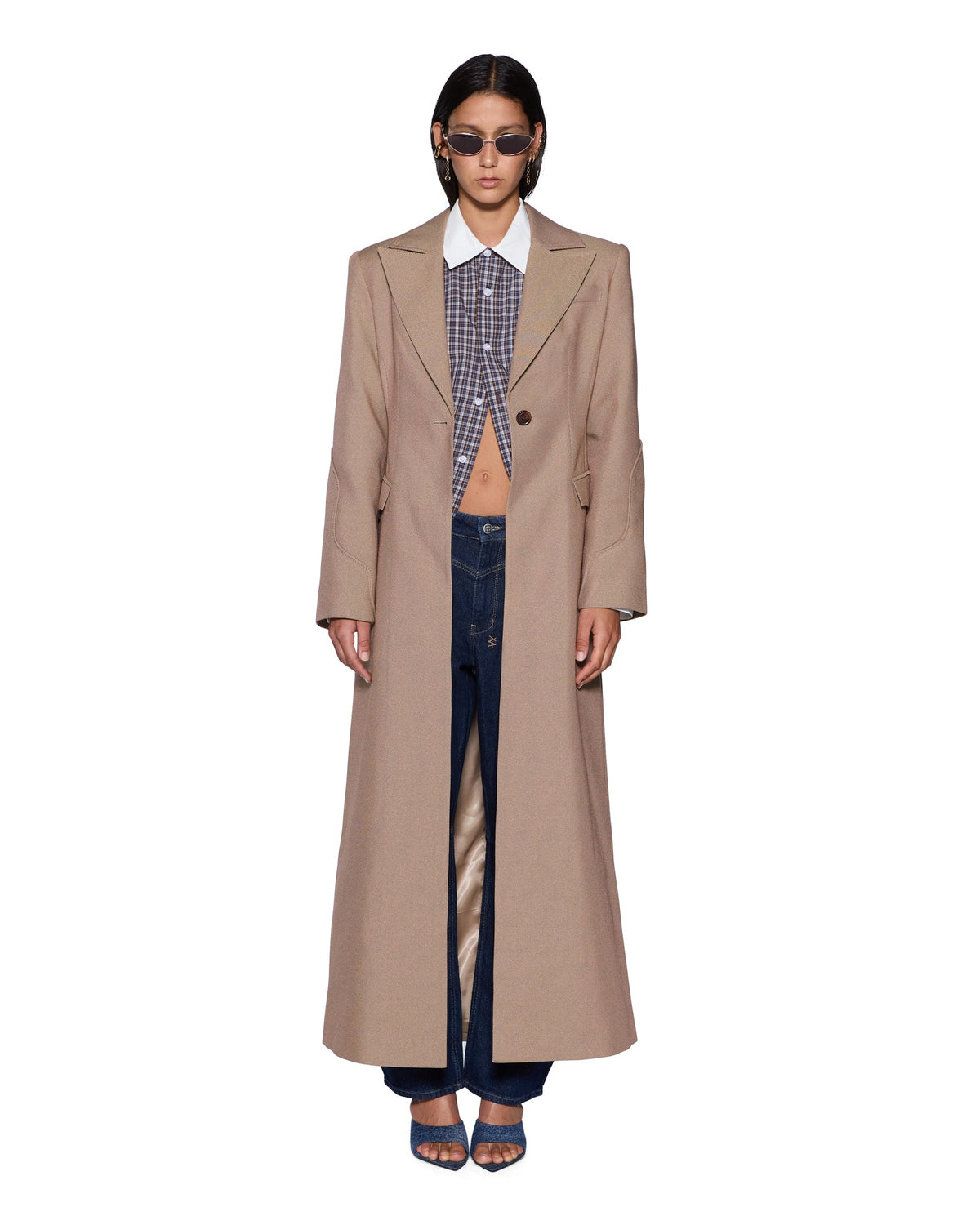 Womens Stance Tailored Coat Tan Fitted Jackets - Tan