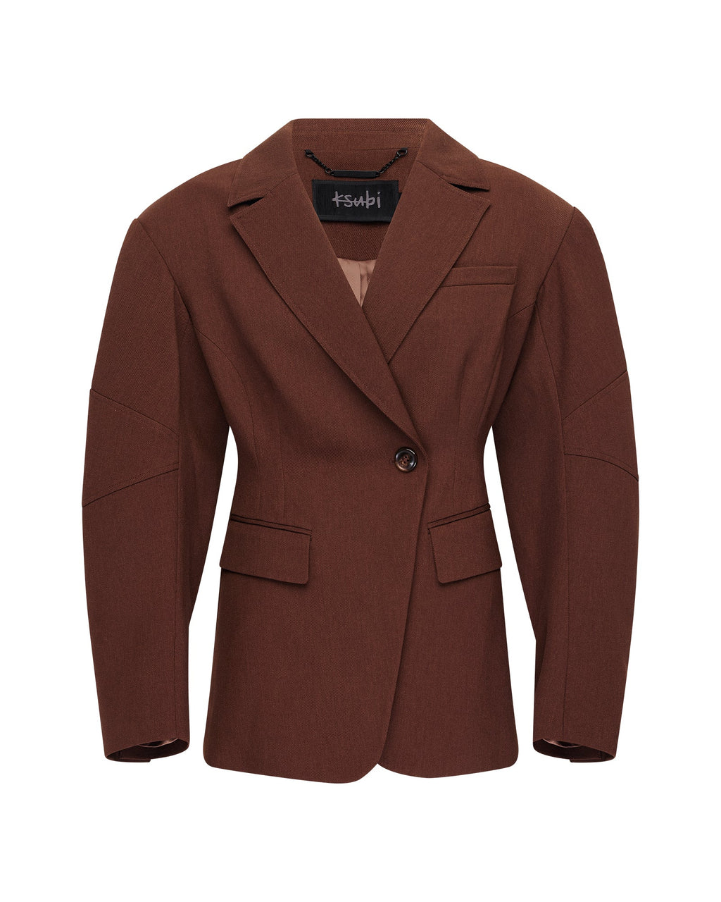Womens Dare Cinched Blazer Chocolate Fitted Jackets - Brown