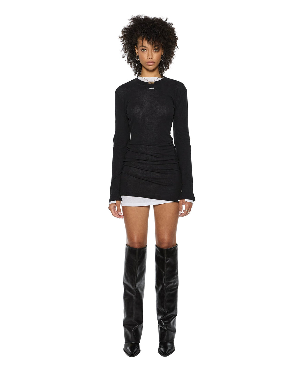 Womens Crawford Ls Mini Dress Black Fitted Dresses - Black