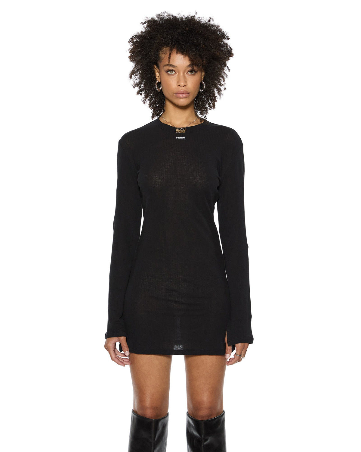Womens Crawford Ls Mini Dress Black Fitted Dresses - Black
