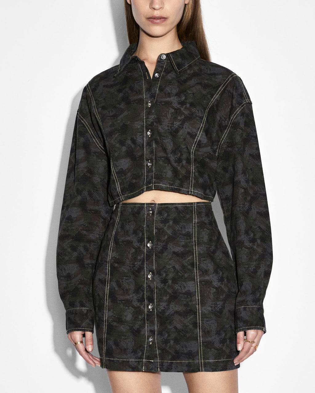 Womens Cutout Shirt Dress Camo Relaxed Dresses - Multi Colour