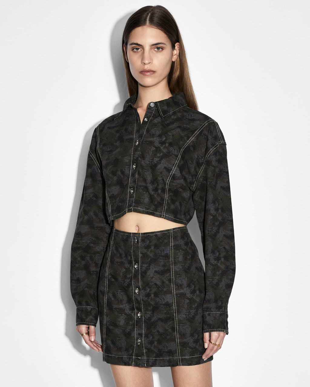 Womens Cutout Shirt Dress Camo Relaxed Dresses - Multi Colour