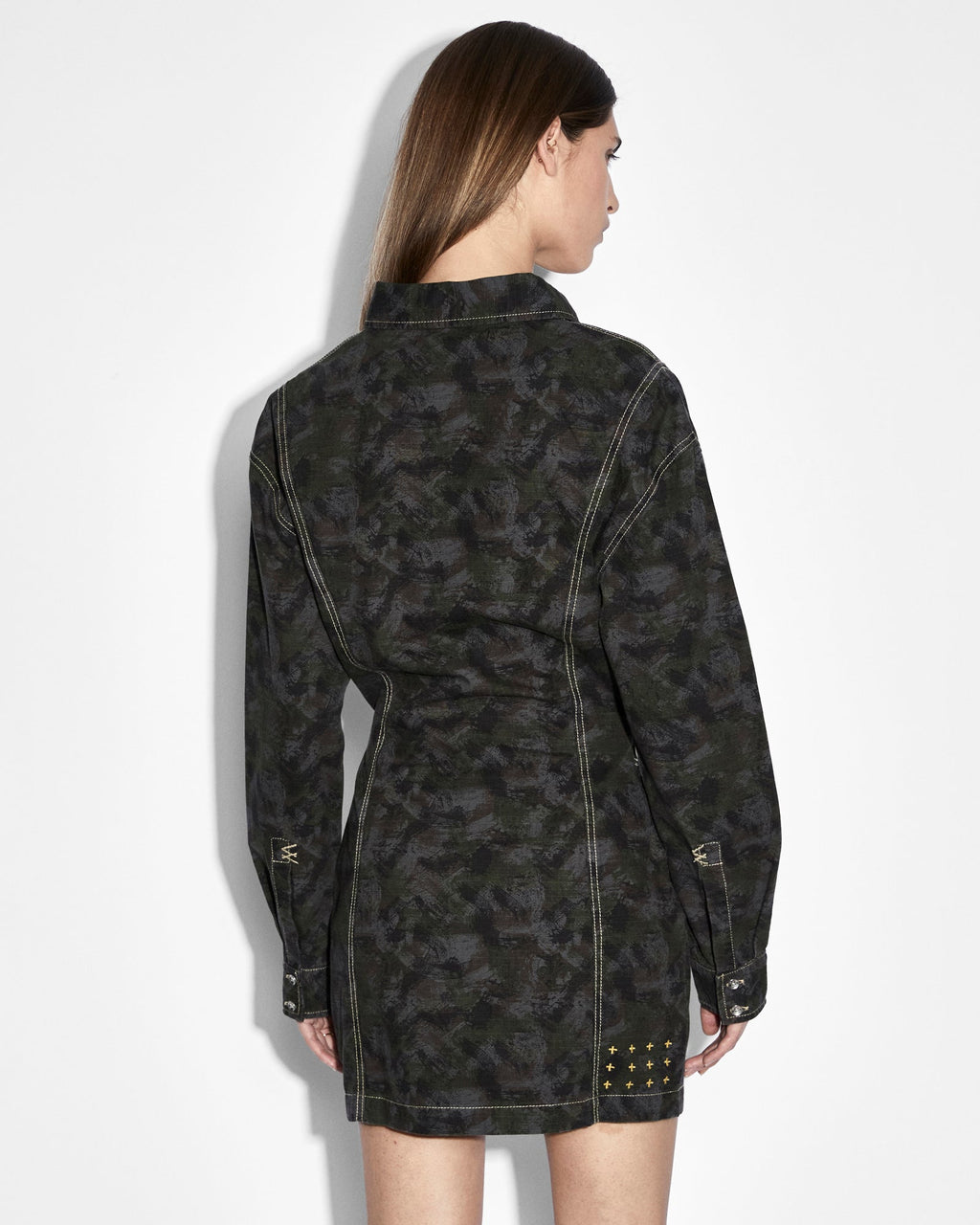 Womens Cutout Shirt Dress Camo Relaxed Dresses - Multi Colour