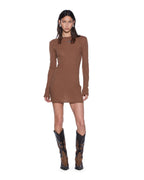 Womens Crawford Ls Mini Dress Chocolate Slim Dresses - Brown
