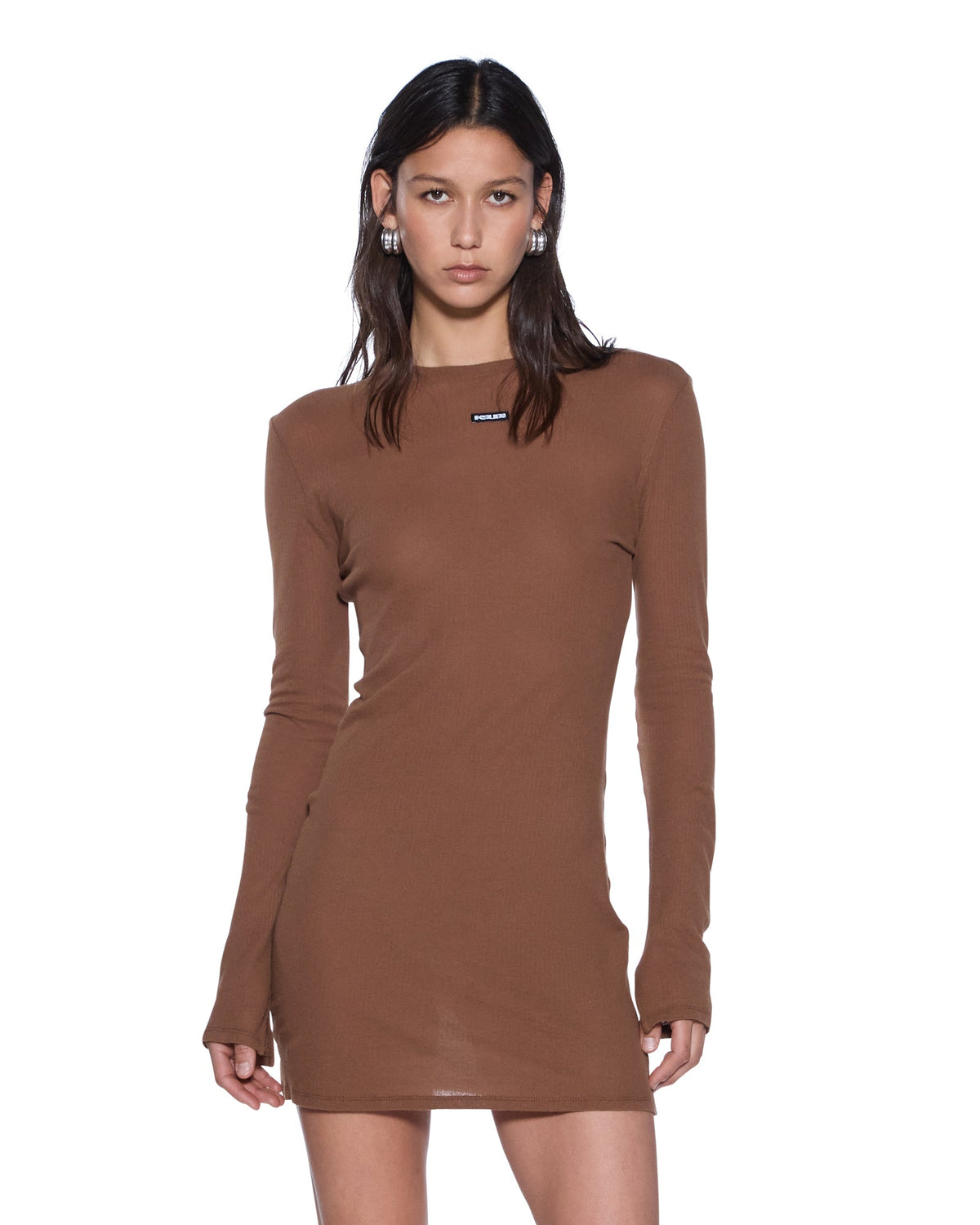 Womens Crawford Ls Mini Dress Chocolate Slim Dresses - Brown