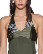 Womens Playoff Halter Dress Hash Slim Dresses - Green