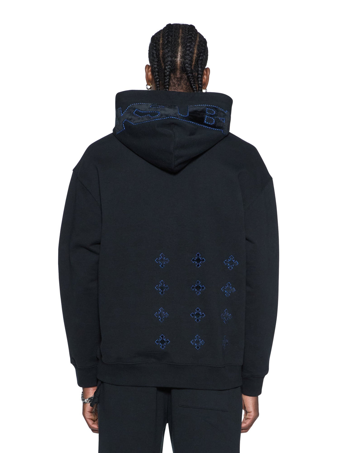 Mens 4x4 Paise Biggie Hoodie Cobalt Black Regular Fleece - Black