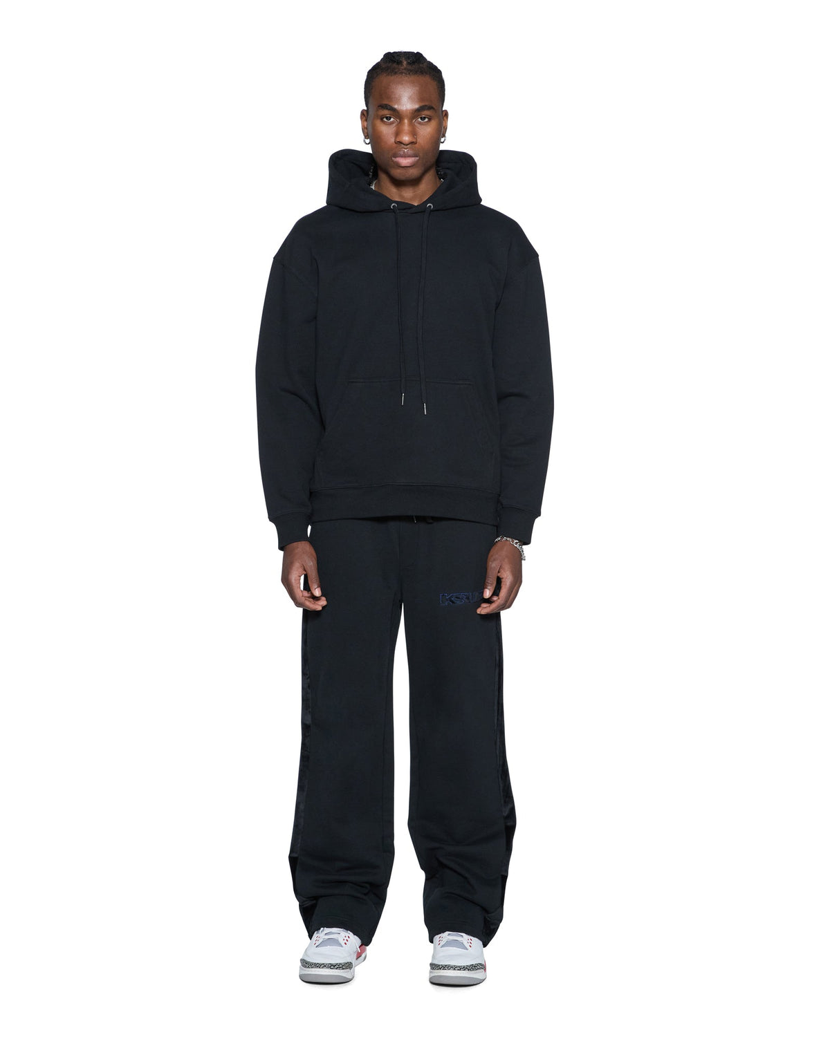 Mens 4x4 Paise Biggie Hoodie Cobalt Black Regular Fleece - Black