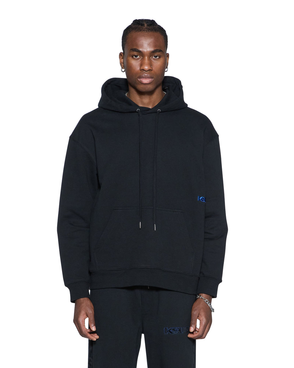 Mens 4x4 Paise Biggie Hoodie Cobalt Black Regular Fleece - Black